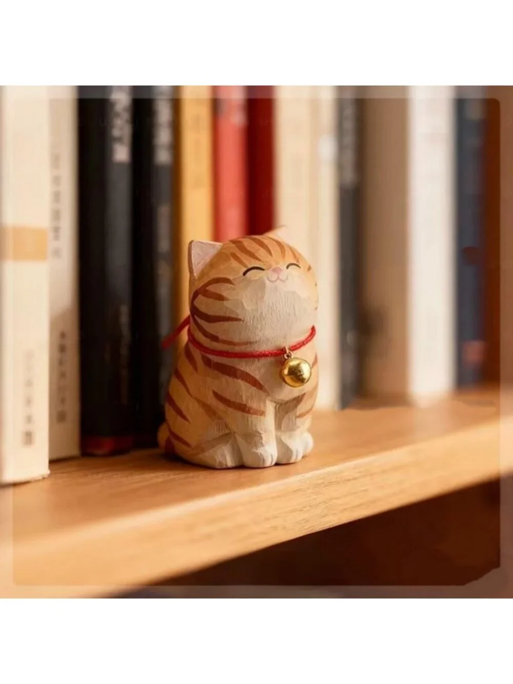 Handcrafted Orange Tabby Cat Figurine - Unique Ginger Striped Statue for Home